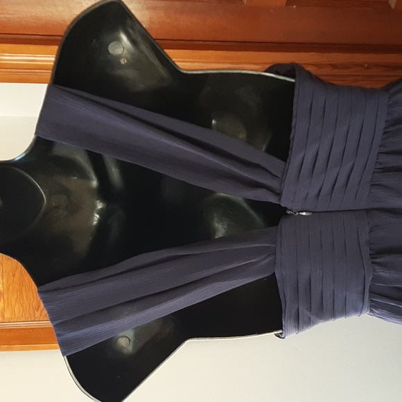 Max and Cleo Navy Bandeau Top Chiffon Gown US 4 - Picture 3 of 4